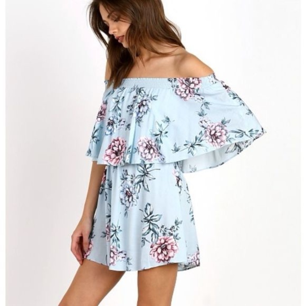 Show Me Your MuMu blue floral mini dress XS